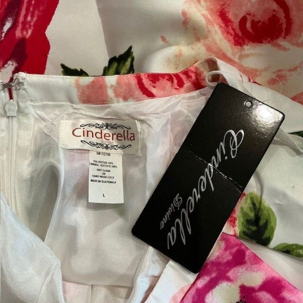 Cinderella Divine White Print Floral Formal Short A-Line Skirt Sz 10/L NWT *** - Picture 4 of 4